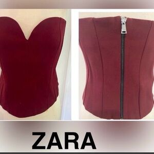 ZARA Burgundy Corset Top - Size M - NEW
